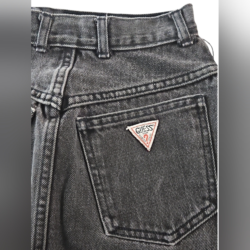 Guess By Georges Marciano Women's Vintage Black Washed Denim Skirt Size 27 - Picture 3 of 5